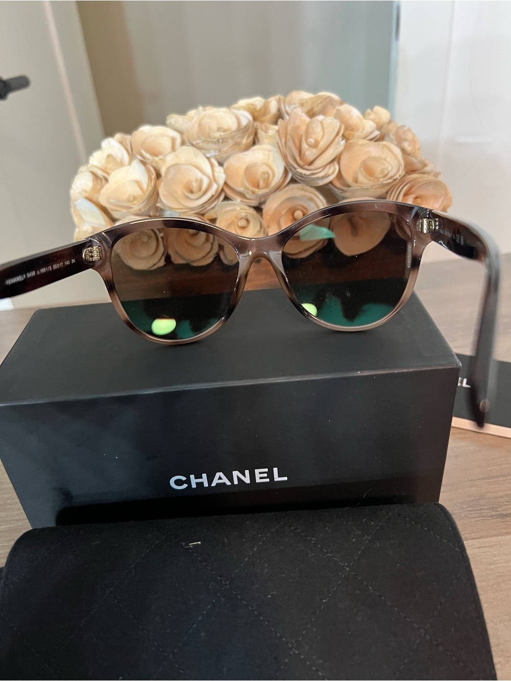 CHANEL Brown Cat-Eye Women's Sunglasses with Black Lenses - Picture 6 of 6